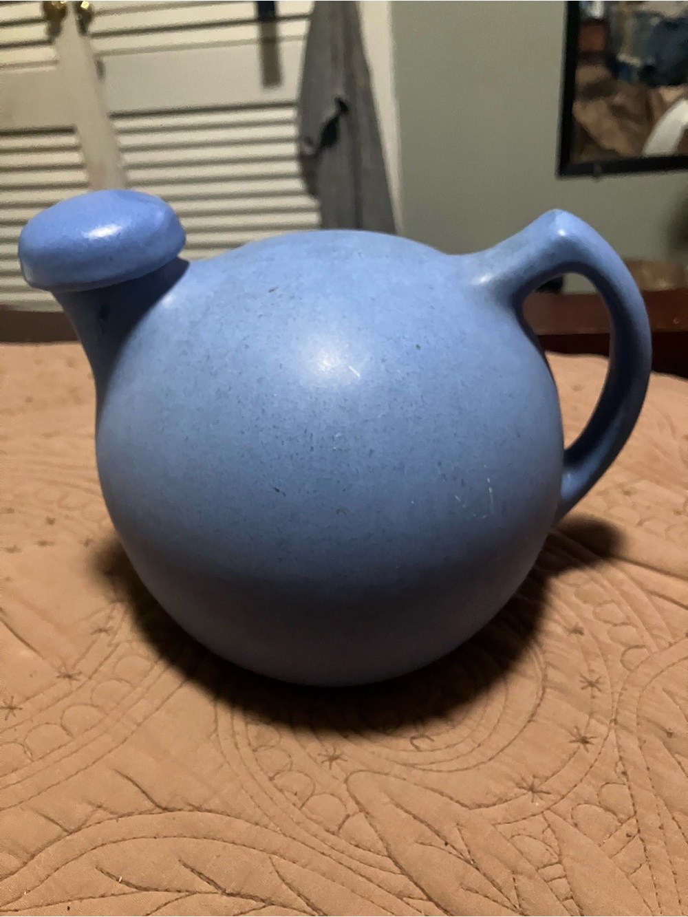 Vintage Matte Blue Niloak Ceramic Tilt Ball Pitcher